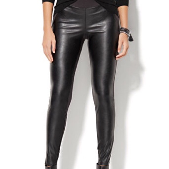 New York & Company Pants - New York & Company faux leather-front leggings